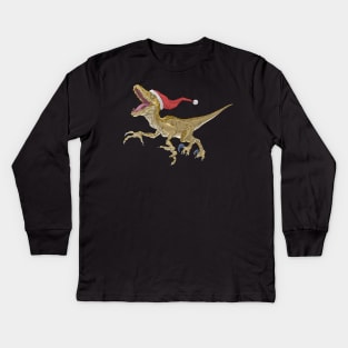 Christmas Velociraptor Kids Long Sleeve T-Shirt